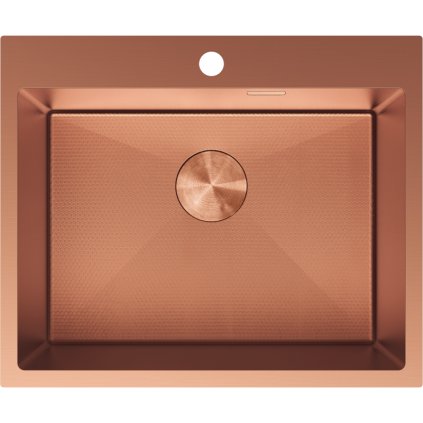 Chiuvetă Mexen Solix, din oțel inoxidabil cu 1 compartiment, 600 x 500 mm, cupru periat, model fagure, 6408601000-65HC