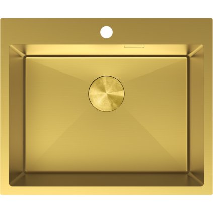 Chiuvetă Mexen Solix, din oțel inoxidabil cu 1 compartiment, 600 x 500 mm, auriu periat, 6408601000-55