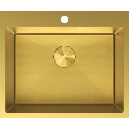 Chiuvetă Mexen Solix, din oțel inoxidabil cu 1 compartiment, 600 x 500 mm, auriu periat, model fagure, 6408601000-55HC