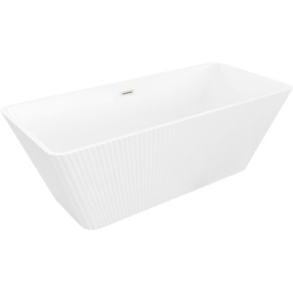 Cadă de baie independentă Mexen Tava cu caneluri 170 x 75 cm, alb lucios, preaplin din oțel, 52851707500-97