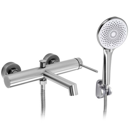 Rea Foss, baterie cadă cu set de duș manual, oțel periat, REA-B6892