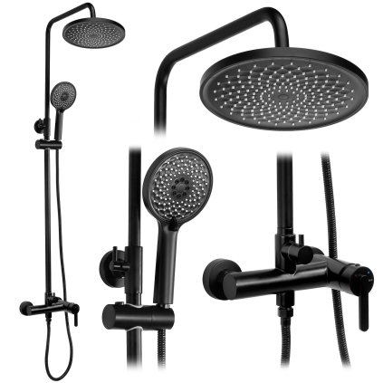 Rea Ontario, set de duș cu duș manual și cap de duș, negru mat, REA-P5712
