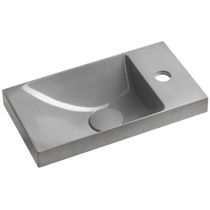 Sapho, lavoar din beton AGOS 40x22cm, stânga/dreapta, gri lucios, AS40017