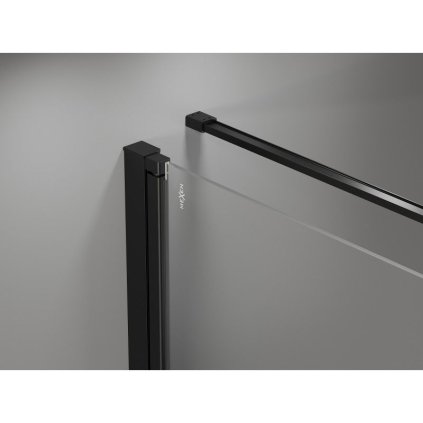 Cabină de duș cu balamale Mexen Mist-B, cu 1 aripă, dreapta, 80 x 110 cm, sticlă transparentă - grilă neagră, 8A2T-080-110-70-77-P