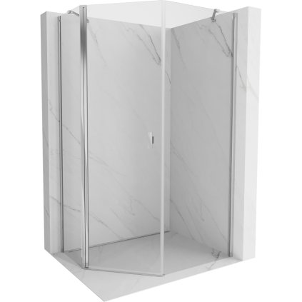 Cabină de duș pentagonală cu balamale Mexen Mist 80 x 100 cm, sticlă transparentă, profil cromat, 8A8-080-100-01-00