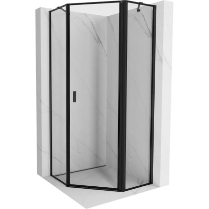 Mexen Mist, cabină de duș pentagonală, dreapta 80 x 80 cm, sticlă transparentă-ramă neagră, 8A8-080-080-70-70-P