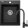 Deante Corio, chiuveta granit cu 1 camera 500x400x211mm + robinet chiuveta negru, grafit, DEA-ZRCB2103