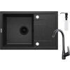 Deante Corrio, chiuveta granit cu 1 camera 670x440x175 mm si robinet chiuveta cu dozator de detergent, grafit, DEA-ZRCC2113