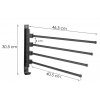 Erga Ami, suport pentru prosoape cu 4 brațe 45x30 cm, negru mat, ERG-YKA-CH.AMI-BLK