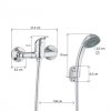 Erga Bahia, baterie de duș de perete cu set de puncte manual, crom, ERG-YKA-BW.BAHIA-CHR