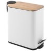Erga Moby, coș de gunoi dreptunghiular 5l pentru picioare, închidere Soft-Close, alb mat-maro natural, ERG-YKA-CH.MOBY-5-WHT