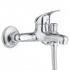Erga Timo, baterie cadă cu set de duș manual, crom, ERG-YKA-BW.TIMO-CHR
