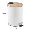 Erga Vini, coș de gunoi rotund 3l pentru picioare, alb mat-maro natural, ERG-YKA-CH.VINI-WHT