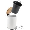 Erga Vini, coș de gunoi rotund 3l pentru picioare, alb mat-maro natural, ERG-YKA-CH.VINI-WHT