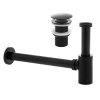 Erga, sifon sticla chiuveta + dop de scurgere ClickClack fara preaplin, negru mat, ERG-YKA-BK.SYPOP-14-BLK