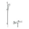 Hansgrohe Croma Select S, Set de duș Vario cu termostat Ecostat Comfort și tijă de duș 90 cm, alb/crom, HAN-27014400