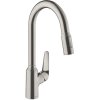 Hansgrohe Focus M42, baterie pentru chiuvetă M4216-H220 cu spray extractibil, aspect din oțel inoxidabil, HAN-71820800
