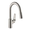 Hansgrohe Focus M42, baterie pentru chiuvetă M429-H180 cu spray extractibil, aspect oțel inoxidabil, HAN-71801800
