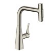Hansgrohe M71, baterie pentru chiuvetă M7117-H240 cu spray extractibil, sBOX, aspect oțel inoxidabil, HAN-73817800