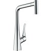 Baterie de bucătărie Hansgrohe Metris New, cu pârghie 320 cu pulverizator extensibil, crom, HAN-14820000