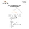 Invena Verso, baterie de bucătărie montată pe perete 150 mm cu braț elastic, negru mat-auriu lucios, INV-BC-82-E49-L
