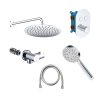 Mereo, Set de duș cu robinet termostatic cu buton ascuns - 2 căi - capac oval, MER-CB60106TB3