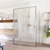 Mereo, Cabină de duș, Lima, dreptunghi, parte fixă ​​x ușă glisantă x parte fixă, crom ALU, sticlă transparentă, MER-CK85723K