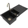 Chiuveta de bucatarie Mexen Andres 1,5 camere granit cu scurgere 100x50 cm si robinet de bucatarie Telma, negru, 6515-77-670200-50