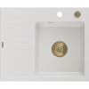 Mexen Ben, chiuvetă granit cu 1 cameră 600x500x190 mm, dreapta + sifon auriu, alb, 6523605000-20-G