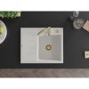 Mexen Ben, chiuvetă granit cu 1 cameră 600x500x190 mm, dreapta + sifon auriu, alb, 6523605000-20-G