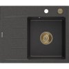 Mexen Ben, chiuvetă granit cu 1 cameră 600x500x190 mm, dreapta + sifon auriu, pete negre, 6523605000-76-G