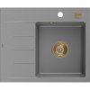 Mexen Ben, chiuvetă granit cu 1 cameră 600x500x190 mm, dreapta + sifon auriu, gri, 6523605000-71-G