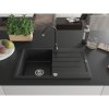 Mexen Bruno, chiuveta granit 1 camera cu scurgere 80x50 cm si robinet de bucatarie Telma, negru-argintiu, 6513-73-670200-70