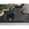 Mexen Bruno, chiuveta granit cu 1 camera cu scurgere 80x50 cm si robinet de bucatarie Telma, negru patat, 6513-76-670200-00
