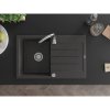 Mexen Bruno, chiuveta granit cu 1 camera cu scurgere 80x50 cm si robinet de bucatarie Telma, negru patat, 6513-76-670200-00