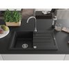 Mexen Bruno, chiuveta granit 1 camera cu scurgere 80x50 cm si robinet de bucatarie Telma, negru, 6513-77-670200-00