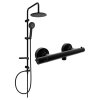 Mexen Carl, set de duș cu duș cu efect de ploaie și baterie termostatică Slim, negru mat, 77105240-70