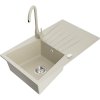 Mexen Cesar, chiuveta granit 1 camera cu scurgere 78x47 cm si baterie de bucatarie Telma, bej, 6514-69-670200-69