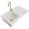 Mexen Cesar, chiuveta granit 1 camera cu scurgere 78x47 cm si baterie de bucatarie Telma, alb, 6514-20-670200-50