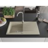 Mexen Cesar, chiuveta granit 775x470x190 mm, 1 camera, bej cu sifon cromat si robinet crom pentru chiuveta Telma, 6514-69-670200-00