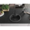 Mexen Diego, chiuvetă granit cu 1 compartiment 488x488x167 mm, sifon negru, robinet negru mat Rita, pete negre, 6512-76-670300-70-B