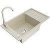Mexen Elias, chiuveta granit 1 camera cu scurgere 80x48 cm si baterie bucatarie Telma, bej, 6511-69-670200-69