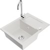 Mexen Enzo, chiuveta granit 1 camera cu scurgere 58x47 cm si baterie de bucatarie Telma, alb, 6506-20-670200-00