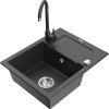 Mexen Enzo, chiuveta granit 1 camera cu scurgere 58x47 cm si robinet de bucatarie Telma, negru-patat, 6506-76-670200-76