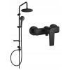 Set de duș Mexen Erik cu duș cu efect de ploaie și robinet de duș Lynx, negru mat, 745940205-70