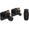 Mexen G00, supapă unghiulară G 1/2" cu capac și cap termostatic M30x1,5 mm, negru mat, W901-900-909-70