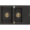 Mexen Gaspar, chiuveta granit 737x475x177 mm, 1,5 camere, negru-auriu metalic cu sifon auriu, 6507731505-75-G
