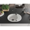 Mexen Kevin, chiuveta granit 586x458x190 mm, robinet Telma cu 1 camera si negru mat, alb, 6517-20-670200-70