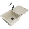 Mexen Leo, chiuveta granit 1 camera 900x500x190 mm si baterie chiuveta Flora, bej, 6501-69-670401-70-B