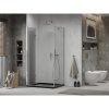 Mexen Lima, cabină de duș cu ușă rabatabilă 100 (uşă) x 90 (perete) cm, sticlă transparentă 6 mm, profil cromat + cadă de duș subțire neagră + sifon crom, 856-100-090-01-00-4070